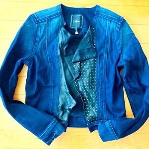 7For All Mankind Aritzia Leather Denim Stud Jacket